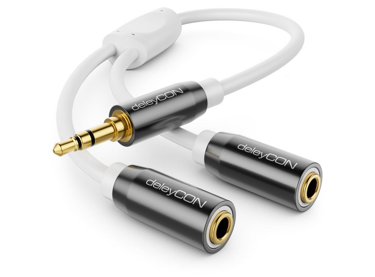 deleyCON deleyCON 0,2m Audio Klinken Y Splitter Kabel - 3,5mm Stecker zu 2x Audio-Kabel von deleyCON