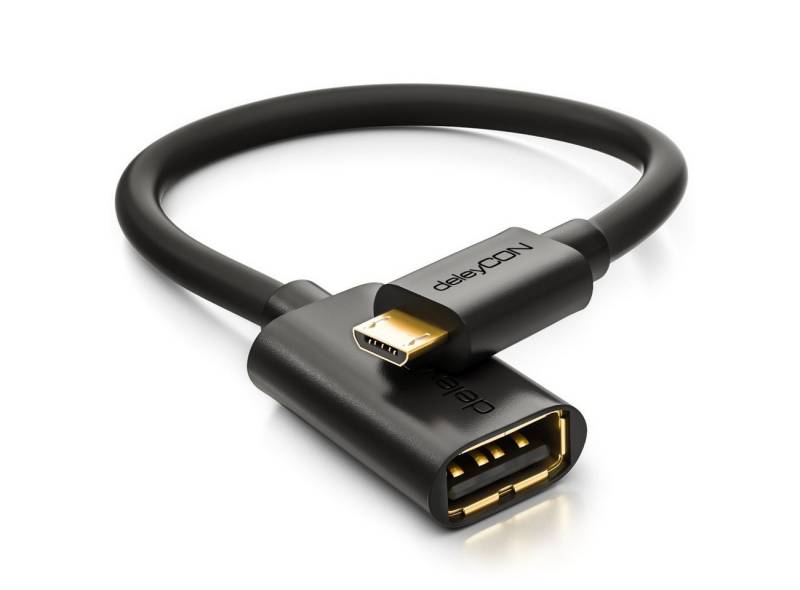 deleyCON deleyCON 0,2m USB 2.0 OTG Adapter für Handy/Smartphone/Tablet - Micro USB-Kabel von deleyCON
