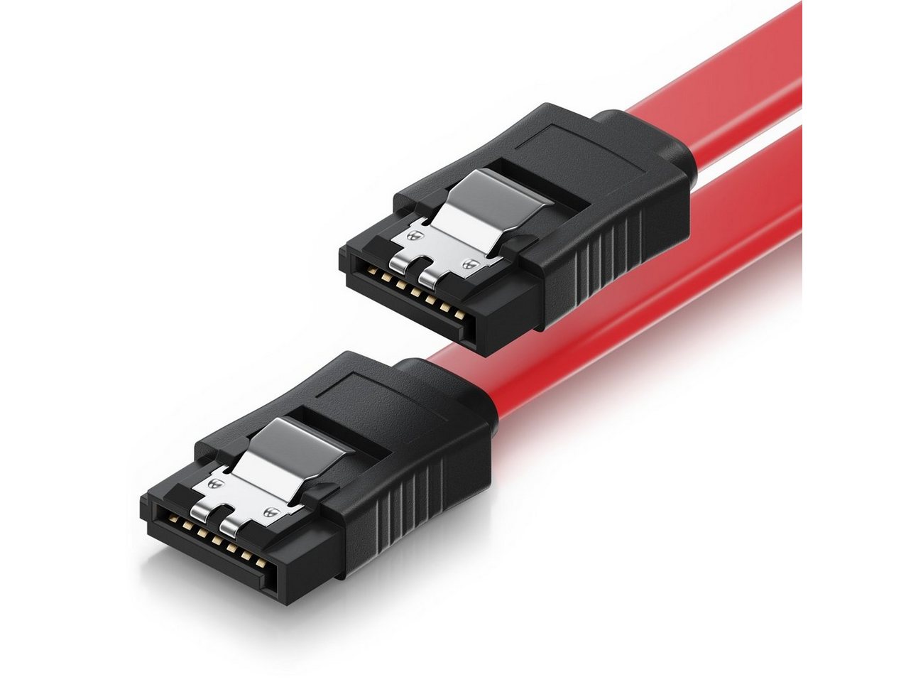 deleyCON deleyCON 0,3m SATA 3 Datenkabel mit Clip - 2x Stecker gerade - S-ATA Computer-Kabel von deleyCON