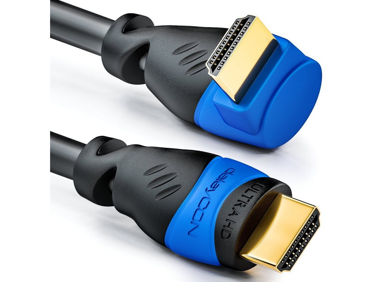 deleyCON deleyCON 0,5m HDMI 90° Grad Winkel Kabel - HDMI 2.0/1.4a kompatibel HDMI-Kabel von deleyCON