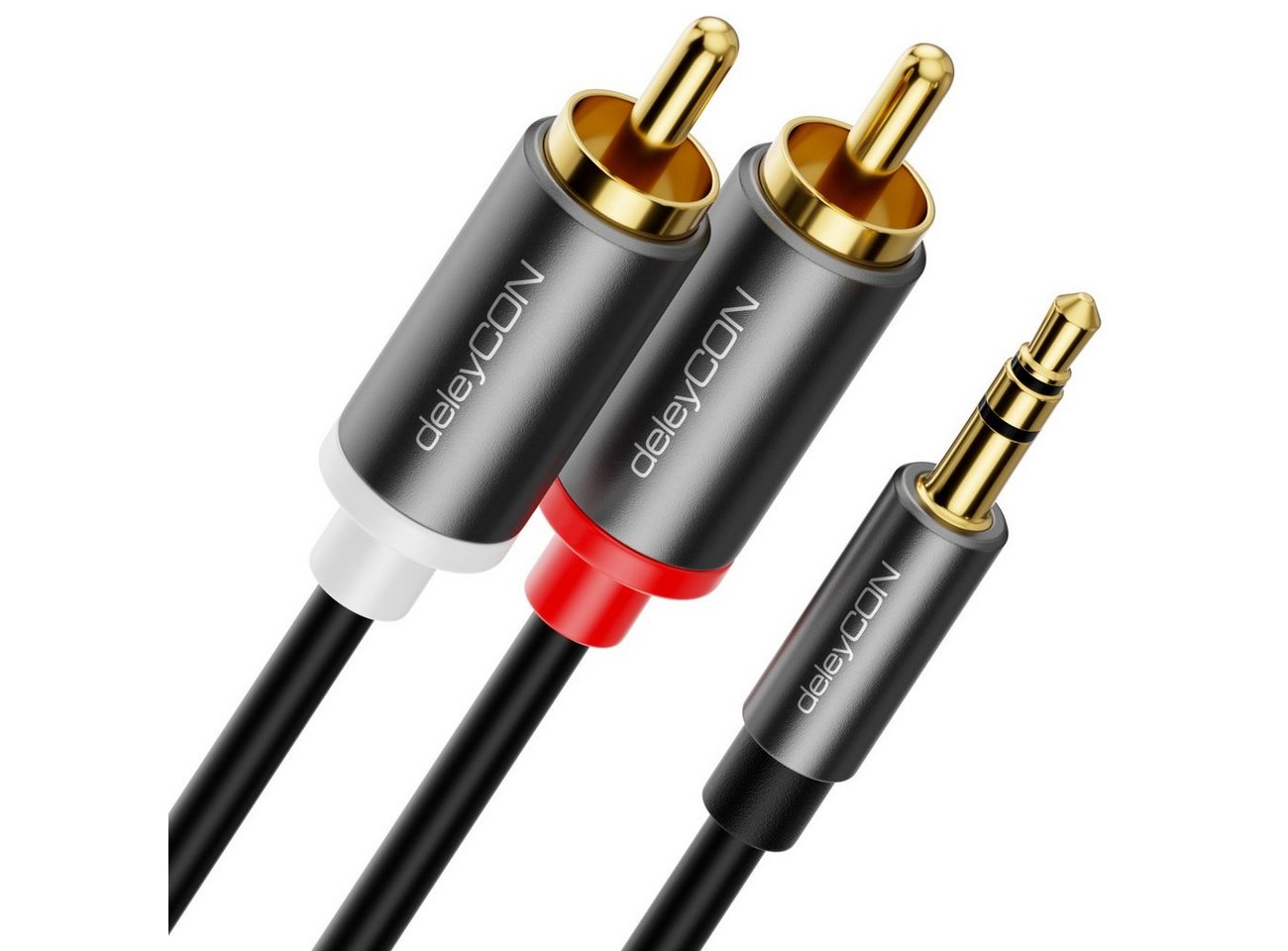 deleyCON deleyCON 0,5m Klinke zu Cinch RCA Kabel 3,5mm Audiokabel Kabel Klinke Audio-Kabel von deleyCON