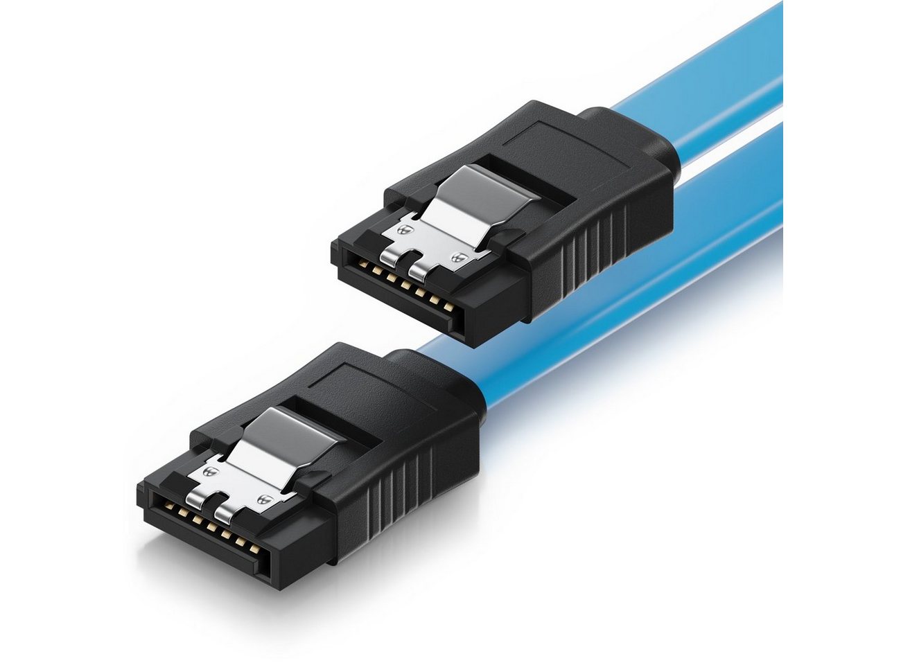 deleyCON deleyCON 0,5m S-ATA 3 Datenkabel mit Clip Blau - 2x Stecker gerade - Computer-Kabel von deleyCON