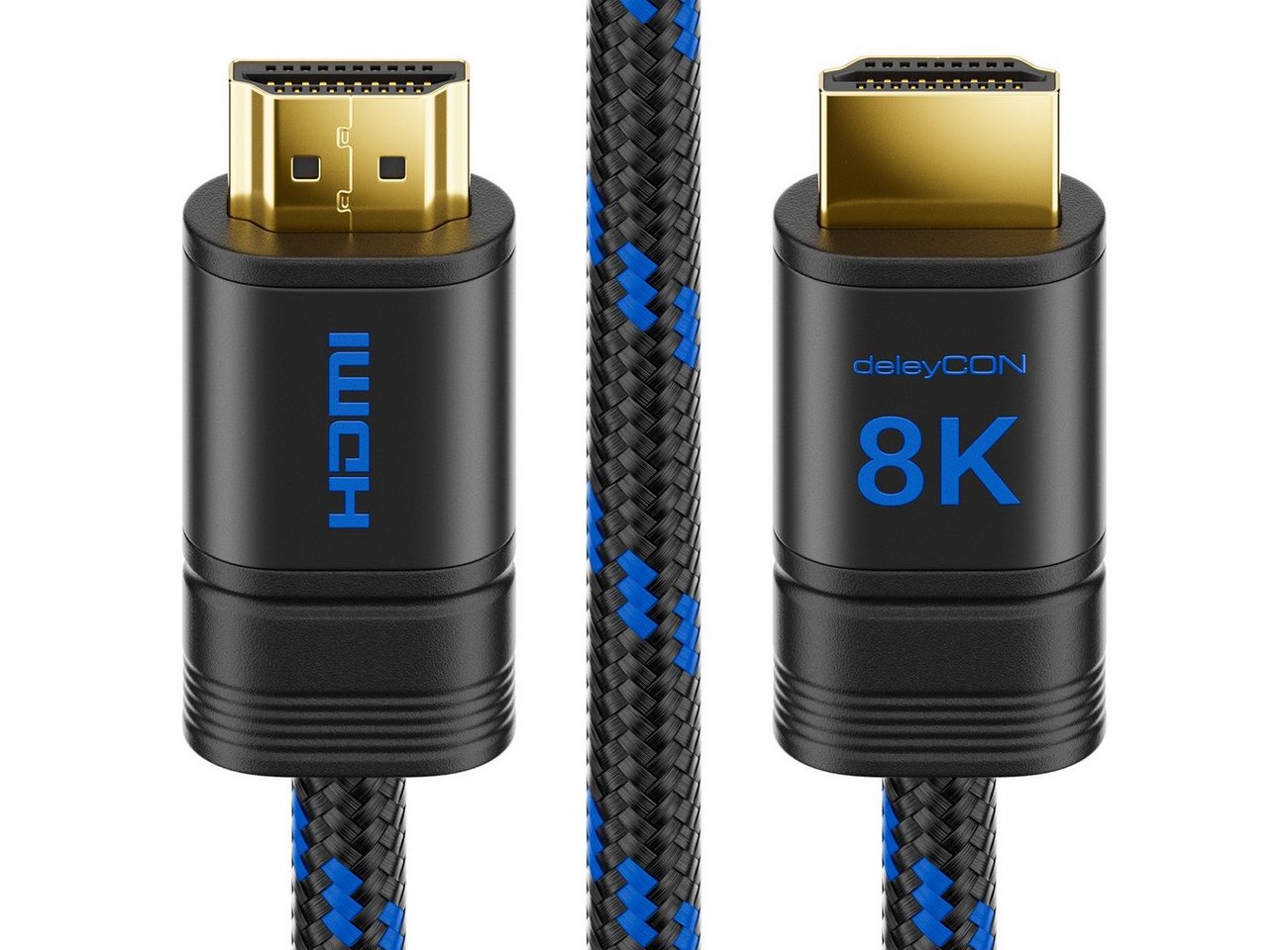 deleyCON deleyCON 1,5m 8K UHD-II HDMI 2.1 Nylon Kabel 8K@60Hz 4K@120Hz HDMI-Kabel von deleyCON