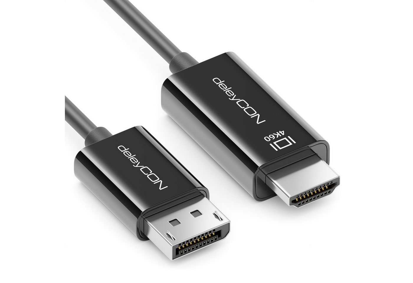 deleyCON deleyCON 1,5m DisplayPort auf HDMI Kabel 4K@60Hz UHD 3840x2160 HDCP Video-Kabel von deleyCON