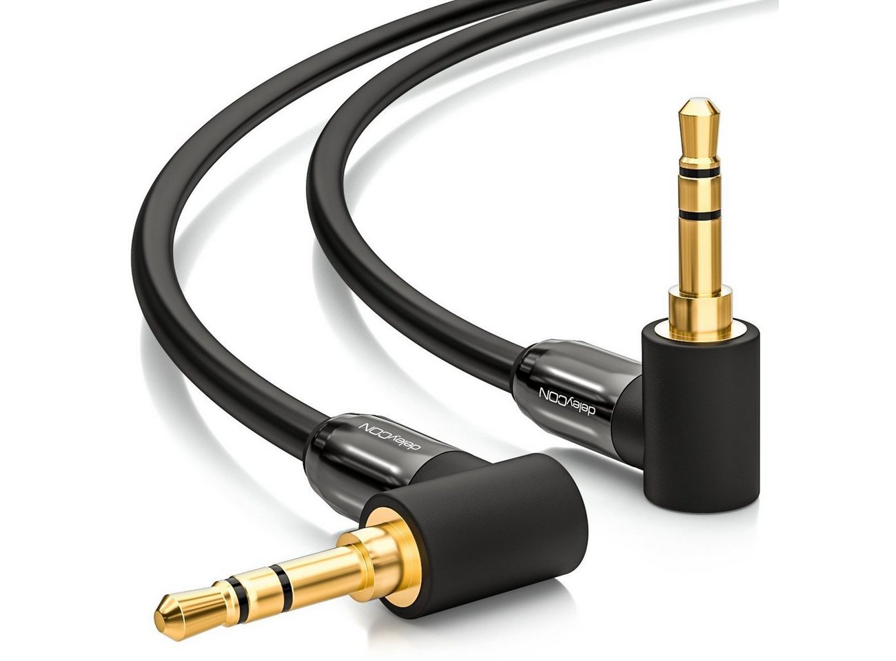 deleyCON deleyCON 1,5m HQ Klinken Kabel 2x 90° Grad gewinkelt - 2x 3,5mm Audio-Kabel von deleyCON