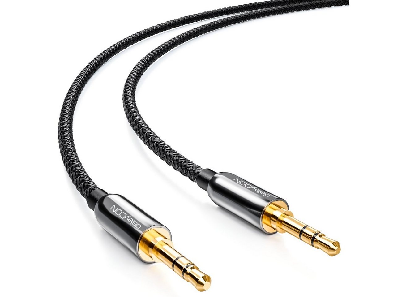 deleyCON deleyCON 1,5m Klinken Kabel mit Nylon Mantel 3,5mm Klinke zu 3,5mm Audio-Kabel von deleyCON