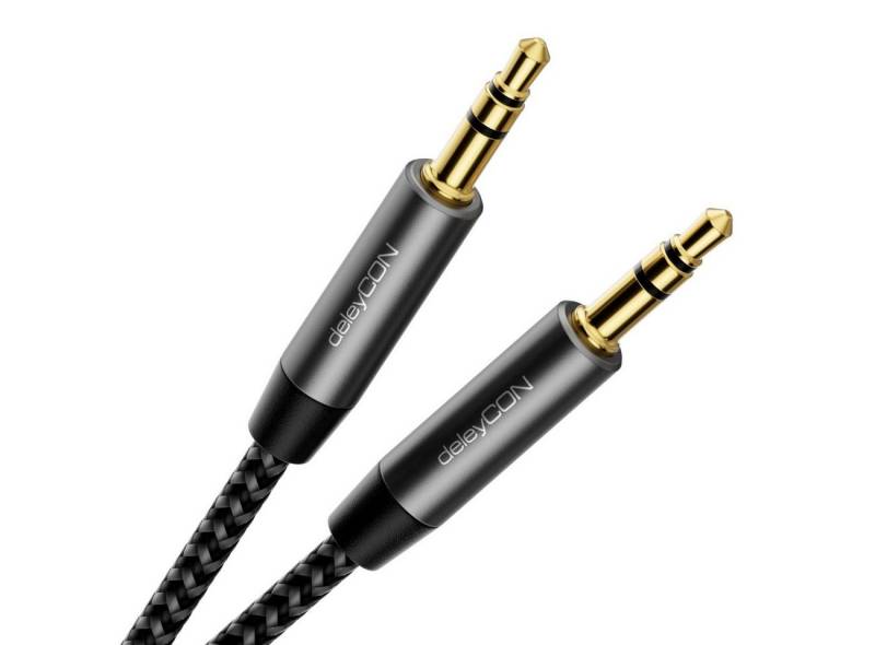 deleyCON deleyCON 1,5m Nylon 3,5mm Klinke Audio Stereo AUX Kabel Klinkenkabel Audio-Kabel von deleyCON