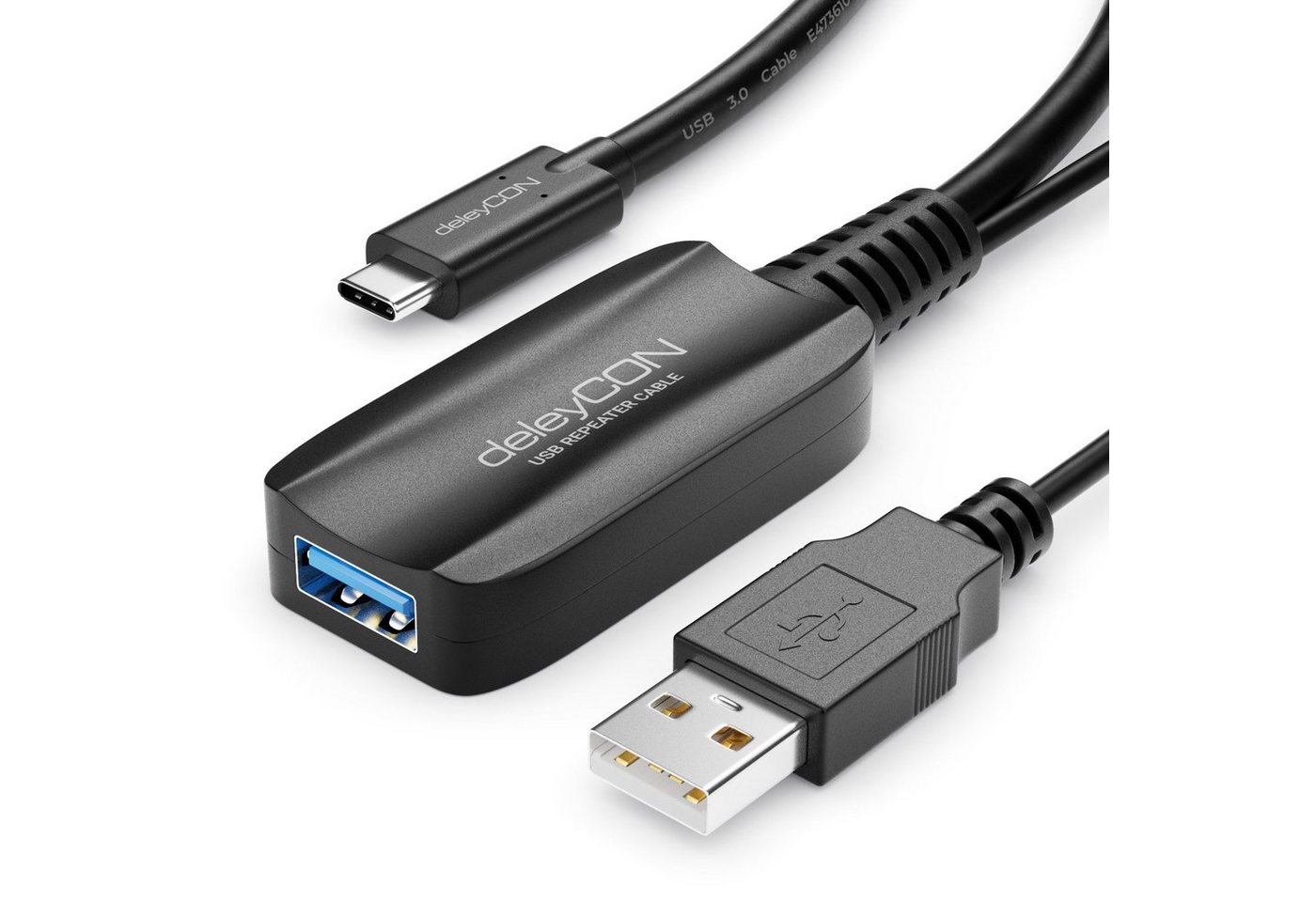 deleyCON deleyCON 10m Aktive USB Verlängerung USB 3.2 Gen1 mit 5GBit/s USB-C USB-Kabel von deleyCON