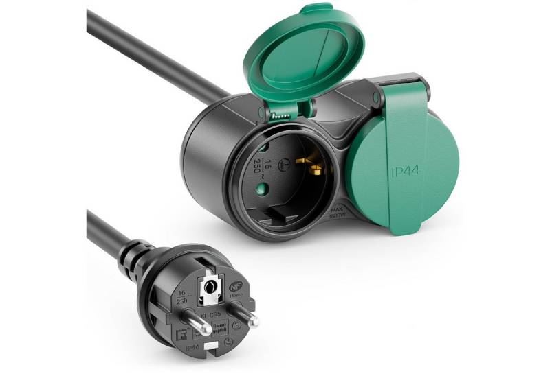 deleyCON deleyCON 10m Outdoor Verlängerungskabel Stromkabel Stecker zu 2x Stromkabel von deleyCON