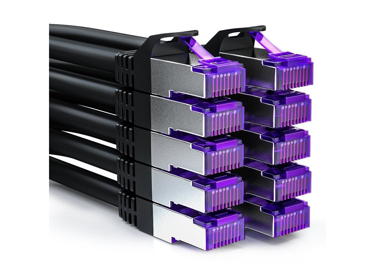 deleyCON deleyCON 10x 0,25m RJ45 Patchkabel SFTP Netzwerkkabel mit CAT7 LAN-Kabel von deleyCON