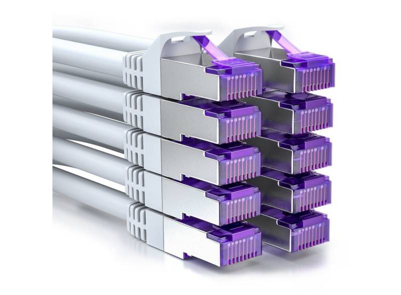 deleyCON deleyCON 10x 0,5m RJ45 Patchkabel SFTP Netzwerkkabel mit CAT7 LAN-Kabel von deleyCON