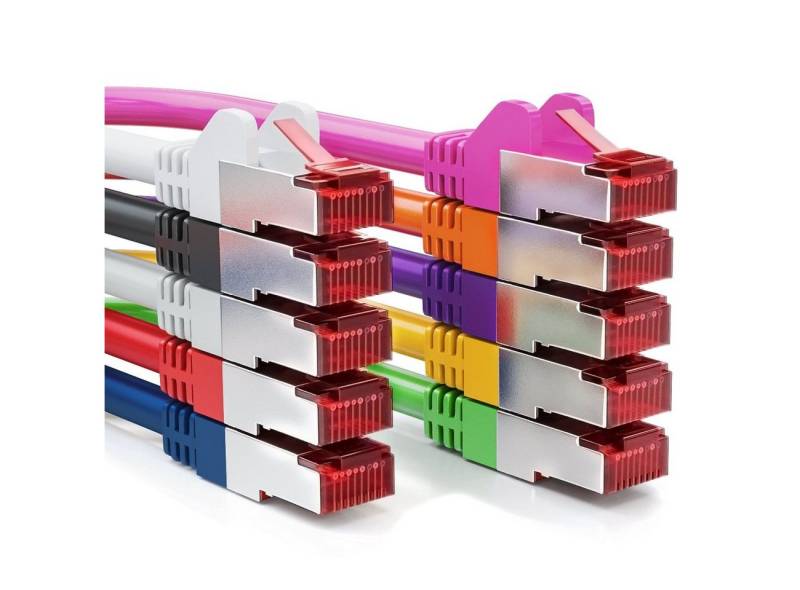 deleyCON deleyCON 10x 1m CAT6 Patchkabel Netzwerkkabel Gigabit LAN DSL S/FTP LAN-Kabel von deleyCON