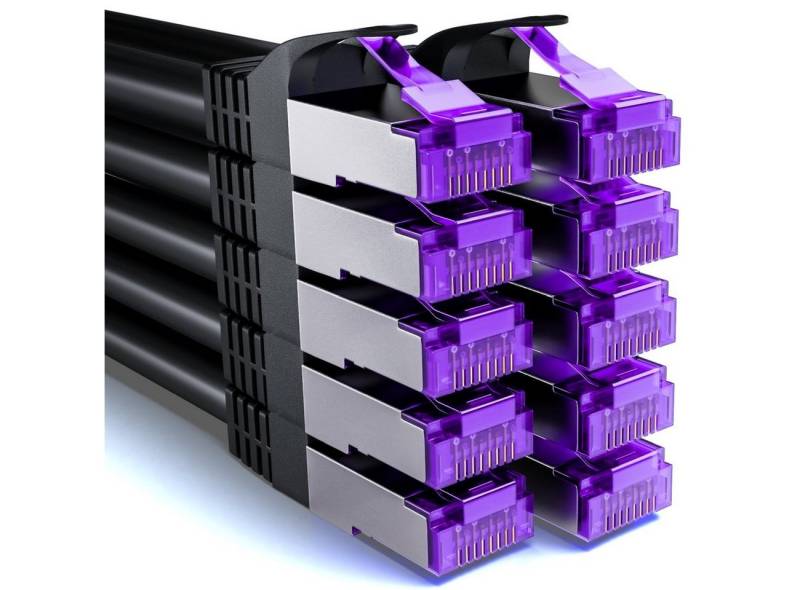 deleyCON deleyCON 10x 2m RJ45 Patchkabel SFTP Netzwerkkabel mit CAT7 Rohkabel LAN-Kabel von deleyCON