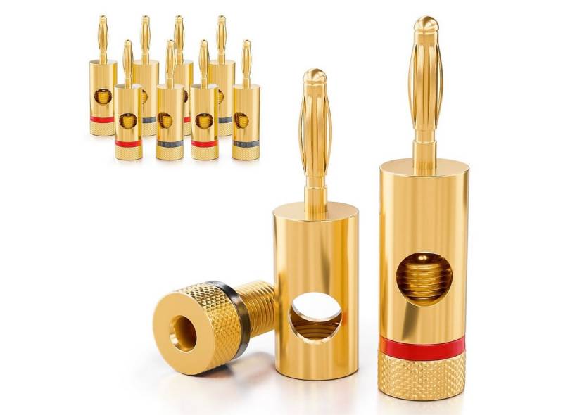 deleyCON deleyCON 10x Bananenstecker 24K vergoldet schraubbar Kabel Boxen Audio-Kabel von deleyCON