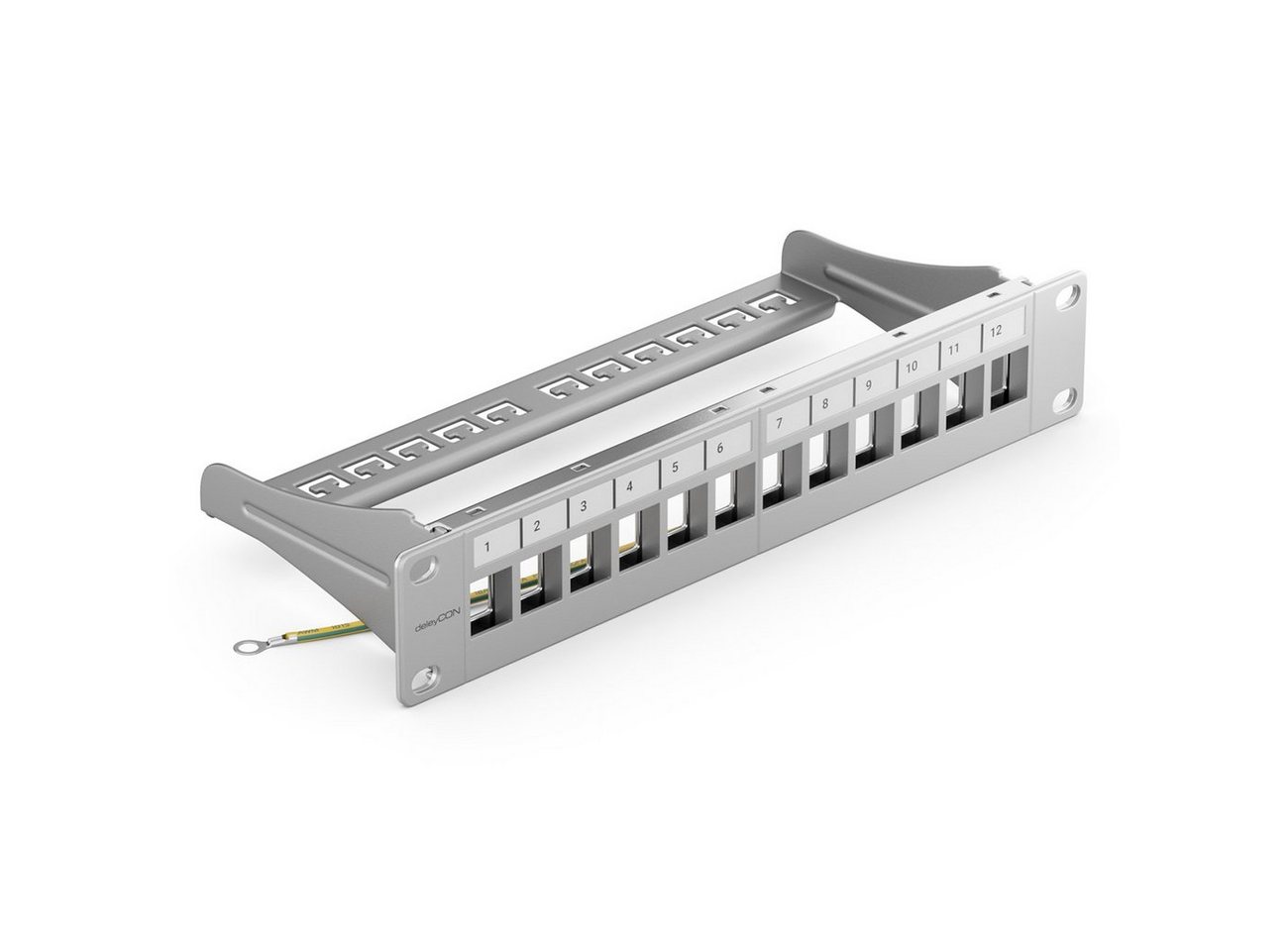 deleyCON deleyCON 12 Port Patchpanel Modular für Keystone Module 1HE 10 Zoll Netzwerk-Patch-Panel von deleyCON