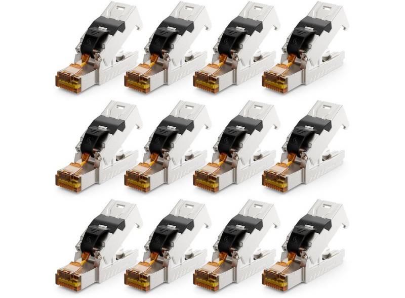 deleyCON deleyCON 12x CAT 6a Netzwerkstecker Werkzeuglos Netzwerkkabel Netzwerk-Adapter von deleyCON