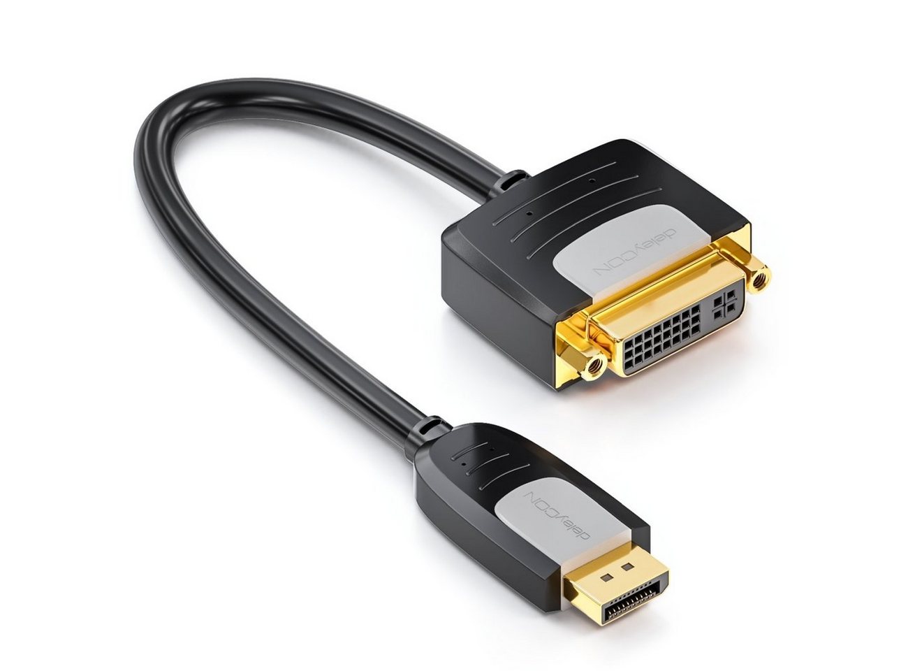 deleyCON deleyCON 15cm DisplayPort zu DVI Adapter Full HD 1080p@60Hz WUXGA Video-Kabel von deleyCON