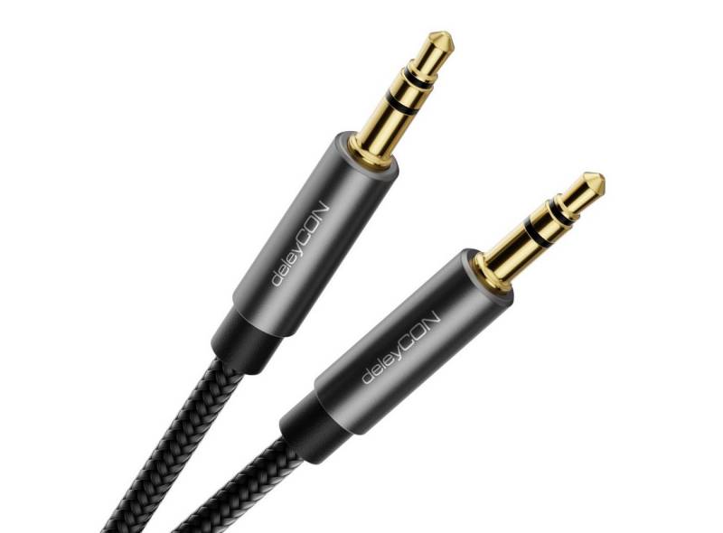 deleyCON deleyCON 1m Aux Kabel 3,5mm Audio Klinken Stereo Baumwollkabel Audio-Kabel von deleyCON