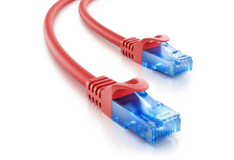 deleyCON deleyCON 1m CAT6 Patchkabel Netzwerkkabel Ethernet LAN DSL Kabel Rot LAN-Kabel von deleyCON