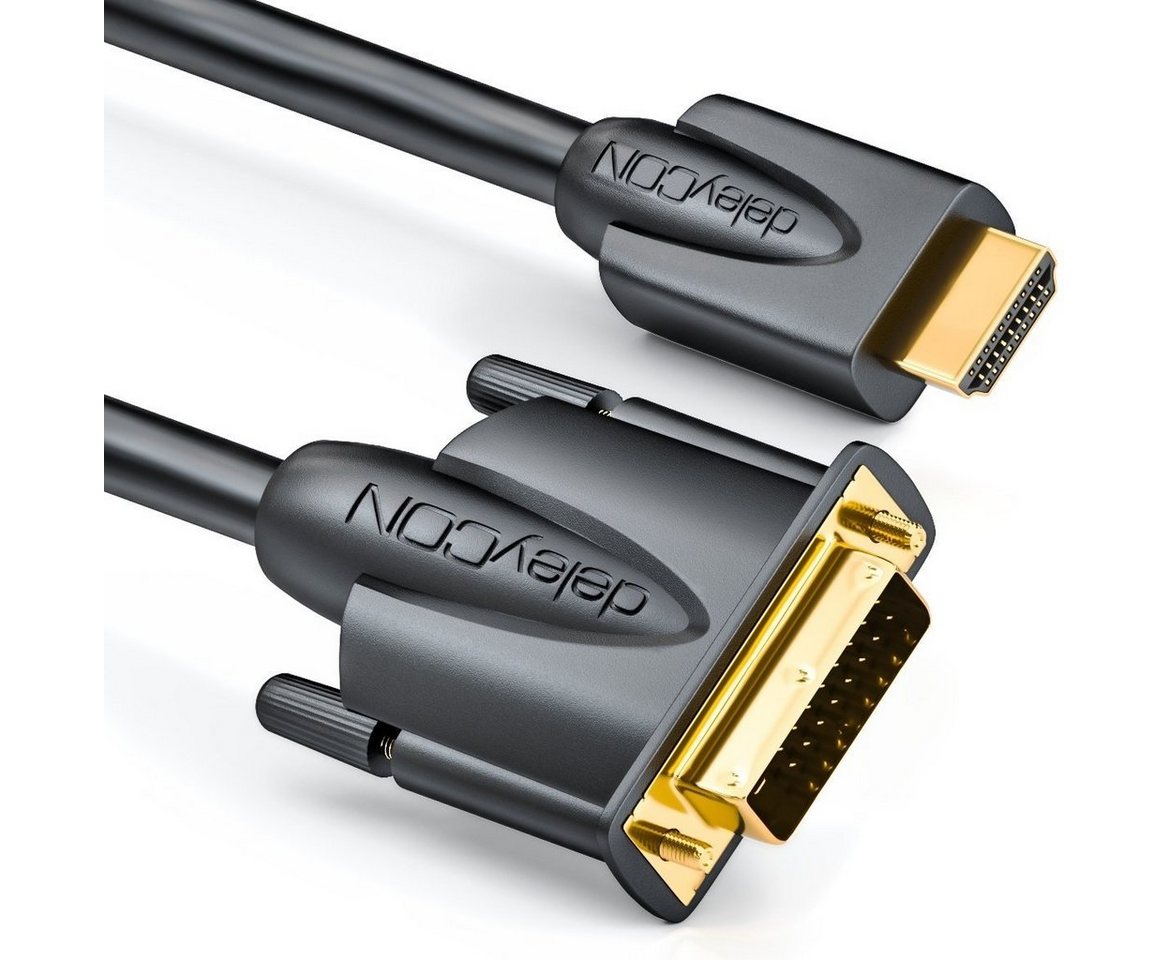deleyCON deleyCON 1m HDMI zu DVI Kabel 24+1 1080p FULL HD 1920x1080 HDMI-Kabel von deleyCON