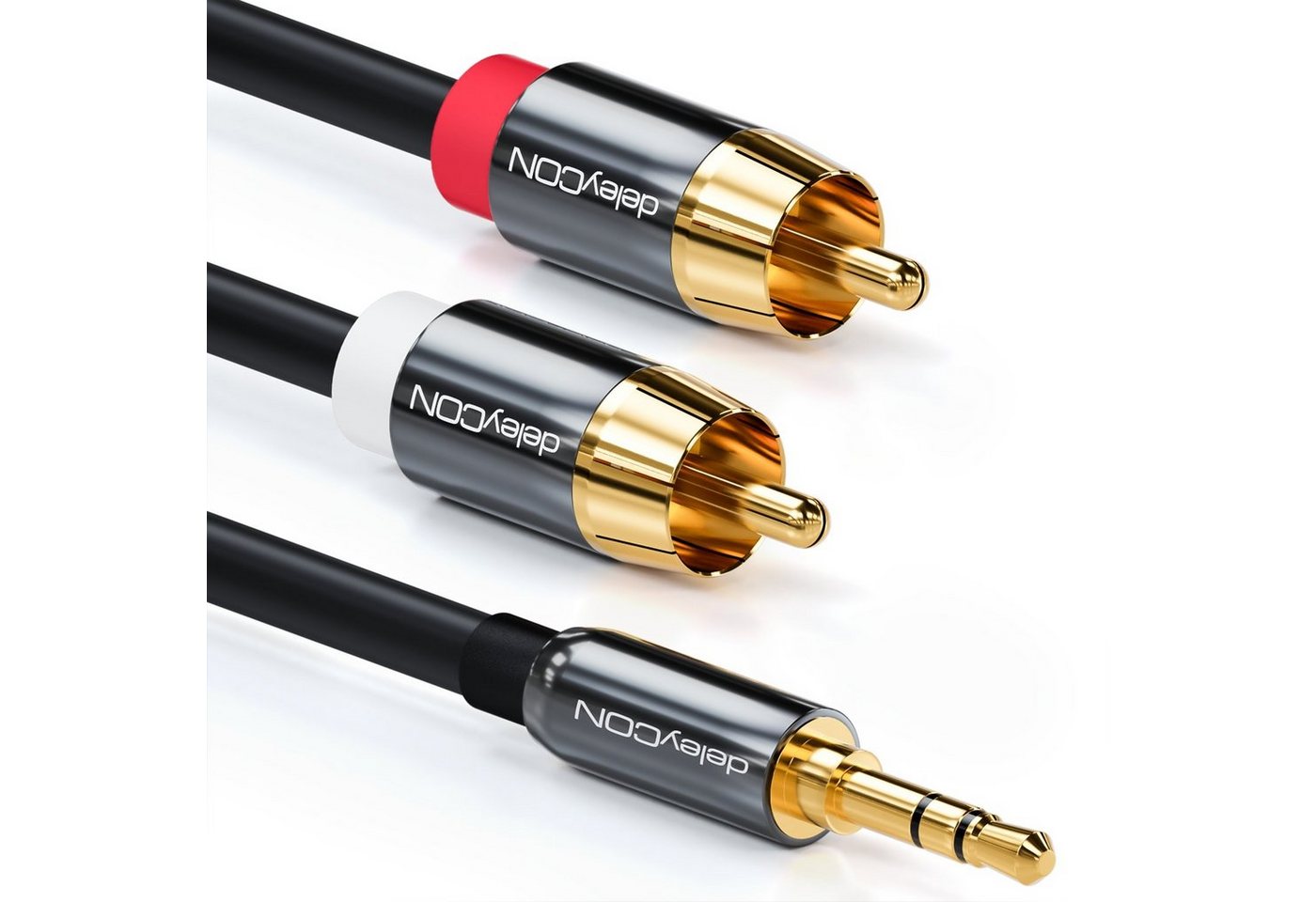 deleyCON deleyCON 1m HQ Adapter Audio Kabel - 3,5mm Klinke zu 2x Cinch Stecker Audio-Kabel deleyCON deleyCON 1m HQ Adapter Audio Kabel - 3,5mm Klinke zu 2x Cinch Stecker Audio-Kabel von deleyCON