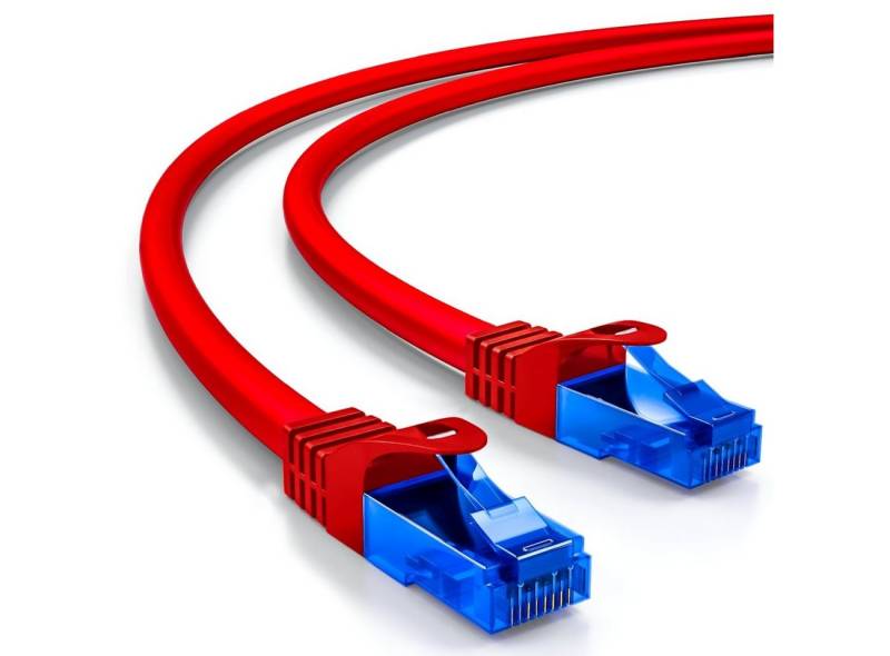 deleyCON deleyCON 20m CAT6 Patchkabel Netzwerkkabel Ethernet LAN DSL Kabel Rot LAN-Kabel von deleyCON