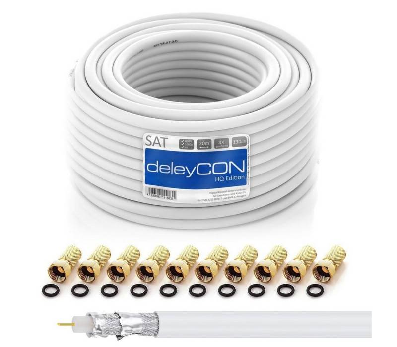 deleyCON deleyCON 20m HQ SAT Kabel HDTV 130dB 4x geschirmt + 10x F-Stecker - SAT-Kabel von deleyCON