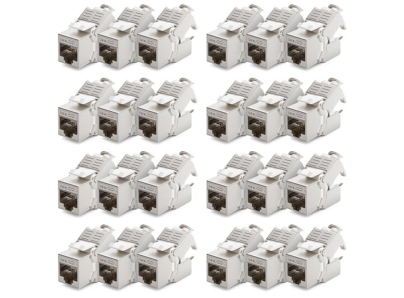 deleyCON deleyCON 24x CAT6a Keystone Jack Modul STP Schirmung RJ45 Buchse Netzwerk-Adapter von deleyCON