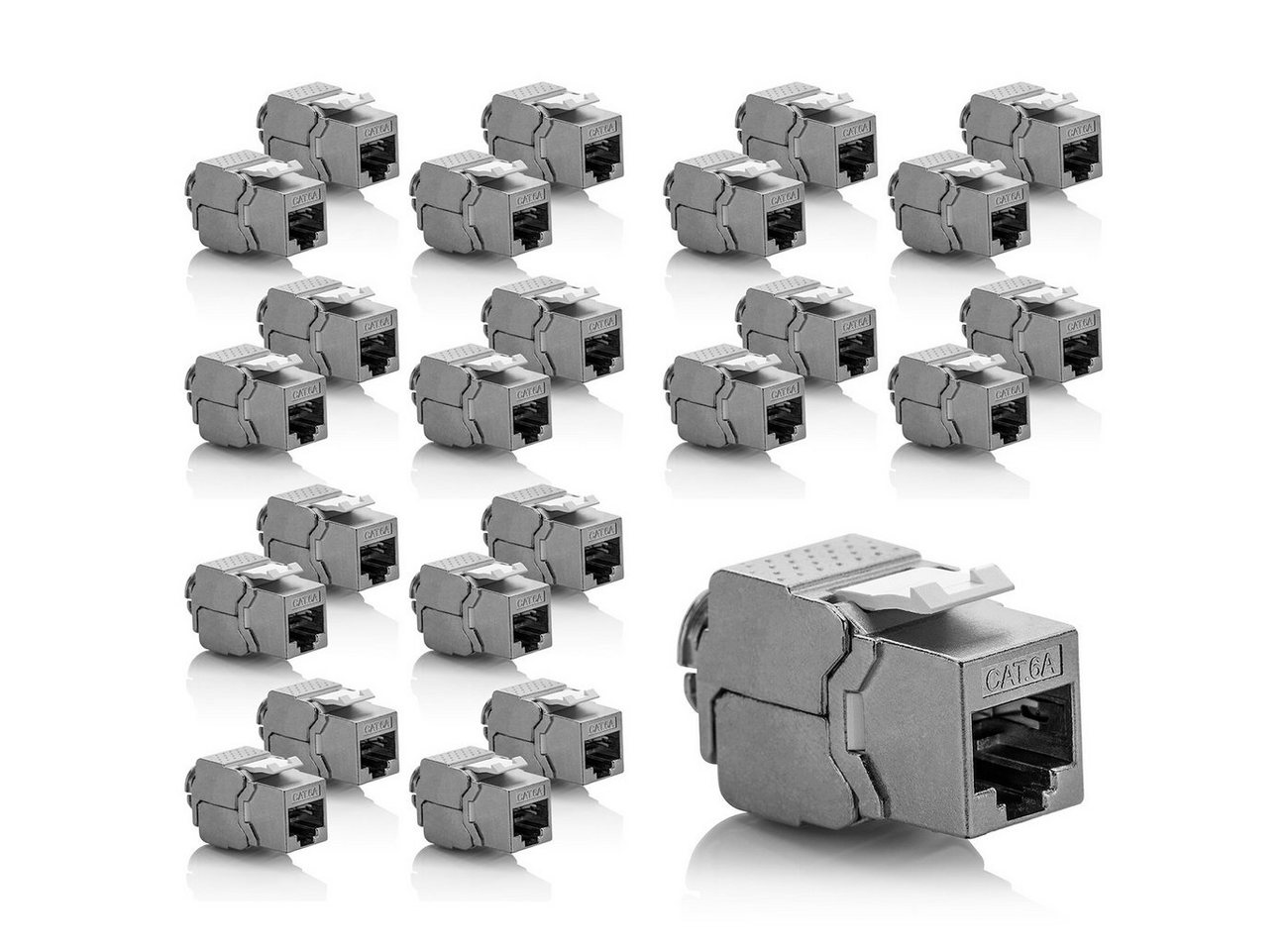 deleyCON deleyCON 24x Keystone Modul CAT6a Jack / vollgeschirmt STP / Netzwerk-Adapter von deleyCON