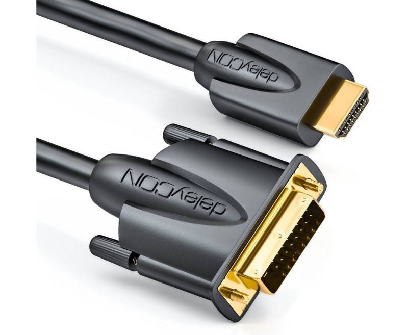 deleyCON deleyCON 2m HDMI zu DVI Kabel 24+1 1080p FULL HD 1920x1080 HDMI-Kabel von deleyCON