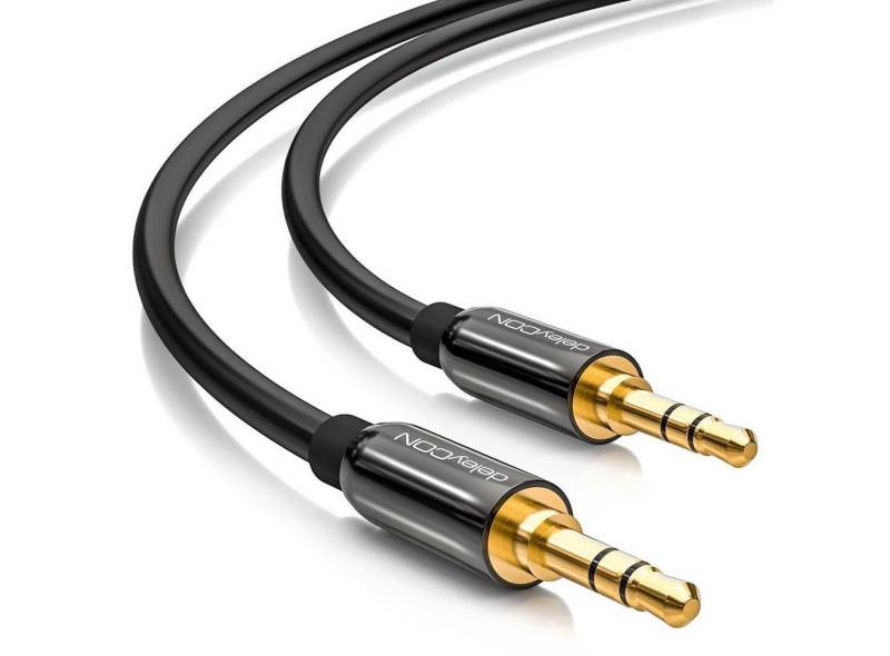 deleyCON deleyCON 2m Klinkenkabel 3,5mm AUX Kabel Stereo Audio Kabel 2x gerade Audio-Kabel von deleyCON