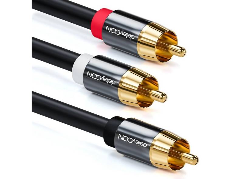 deleyCON deleyCON 2m Subwoofer Kabel Cinch RCA Y-Kabel HiFi Audio Kabel 3x Audio- & Video-Kabel von deleyCON