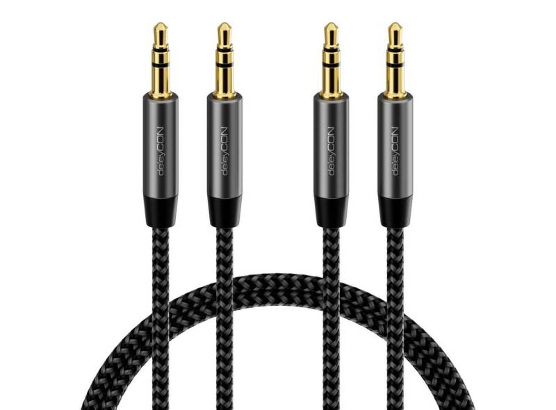 deleyCON deleyCON 2x 1m Nylon 3,5mm Klinke Audio Stereo AUX Kabel Klinkenkabel Audio-Kabel von deleyCON