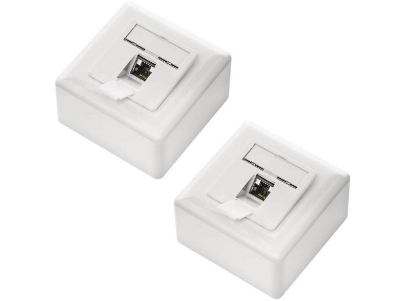 deleyCON deleyCON 2x CAT6 Netzwerkdose 1x RJ45 Port Geschirmt Aufputz Netzwerk-Adapter von deleyCON
