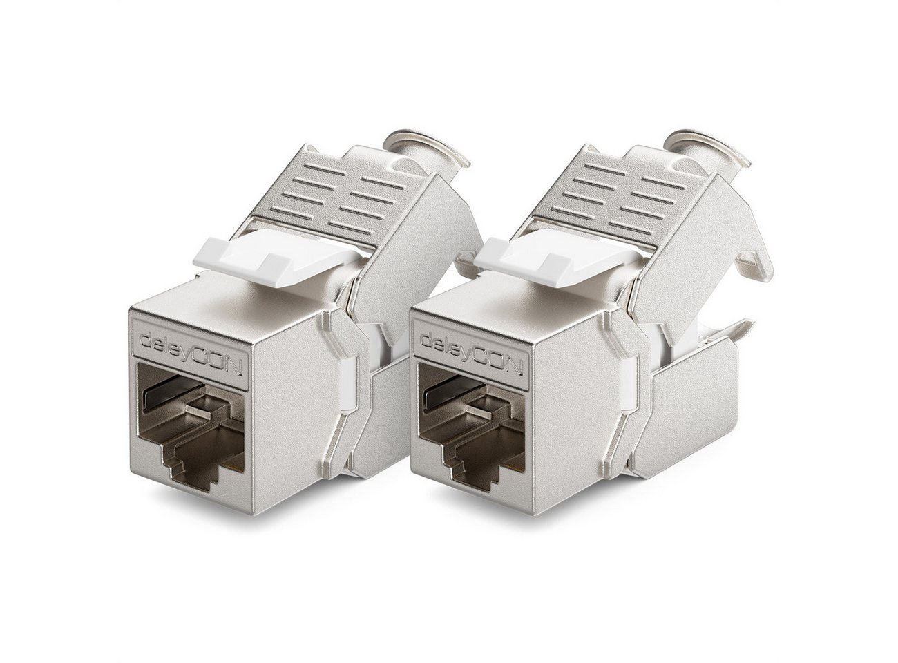 deleyCON deleyCON 2x CAT6a Keystone Jack Modul STP Schirmung RJ45 Buchse Netzwerk-Adapter von deleyCON