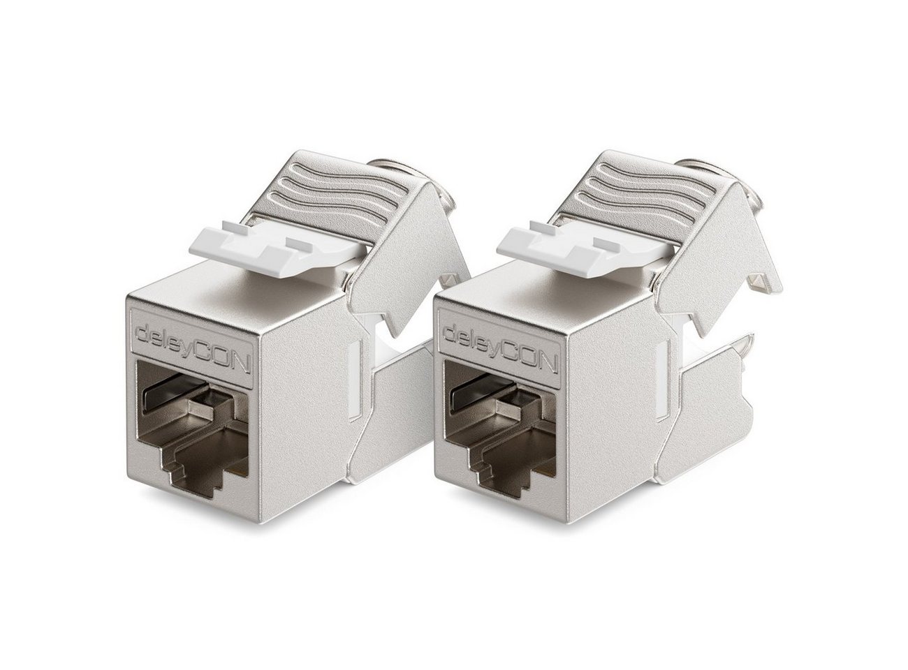 deleyCON deleyCON 2x CAT6a MINI Keystone Jack Modul STP Schirmung RJ45 Buchse Netzwerk-Adapter von deleyCON