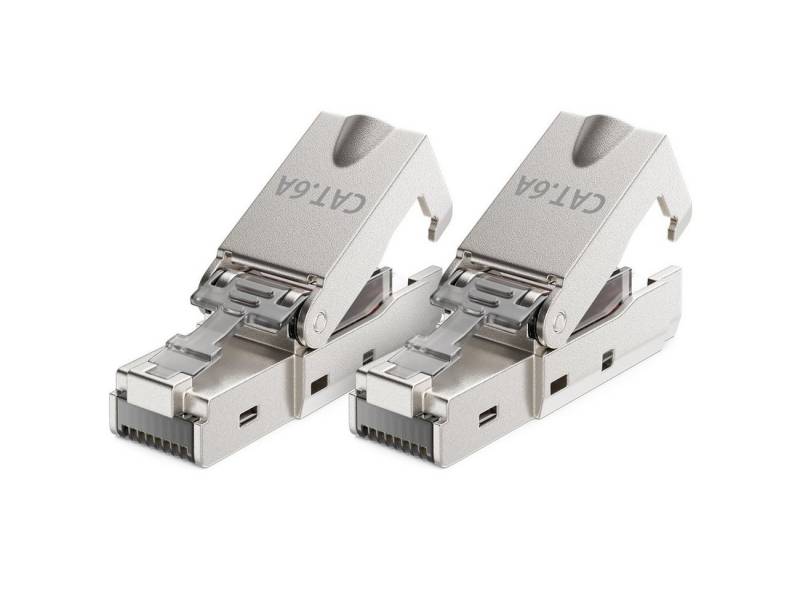 deleyCON deleyCON 2x CAT6a Werkzeugloser RJ45 Netzwerkstecker 10Gbit/s Stecker Netzwerk-Adapter von deleyCON