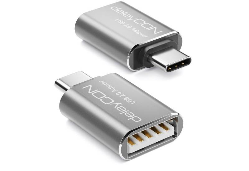 deleyCON deleyCON 2x USB2.0 Adapter USB C zu USB A-Buchse OTG Adapter USB-Adapter von deleyCON