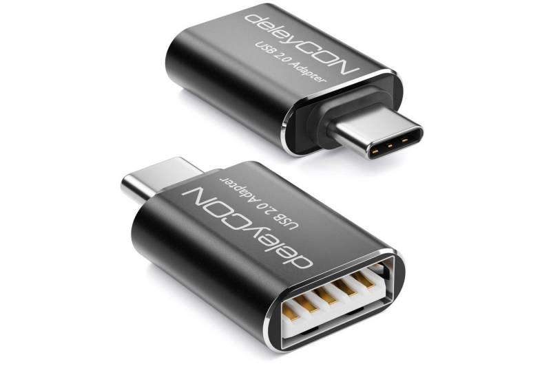 deleyCON deleyCON 2x USB2.0 Adapter USB C zu USB A-Buchse OTG Adapter USB-Adapter von deleyCON
