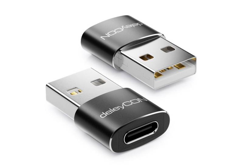 deleyCON deleyCON 2x USB2.0 Mini Adapter USB zu USB C-Buchse Notebook USB-Adapter von deleyCON