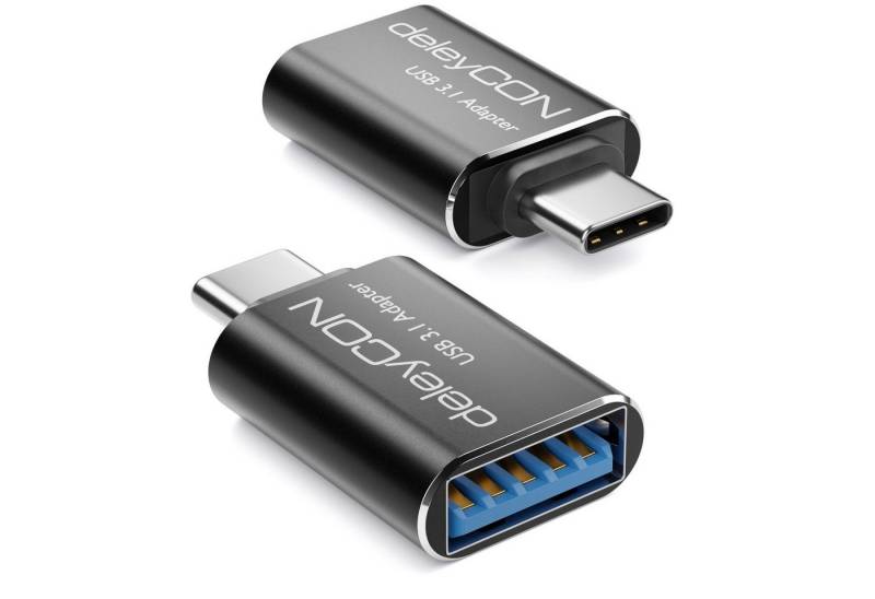 deleyCON deleyCON 2x USB3.1 Adapter USB C zu USB A-Buchse 5Gbit/s OTG USB-Adapter von deleyCON