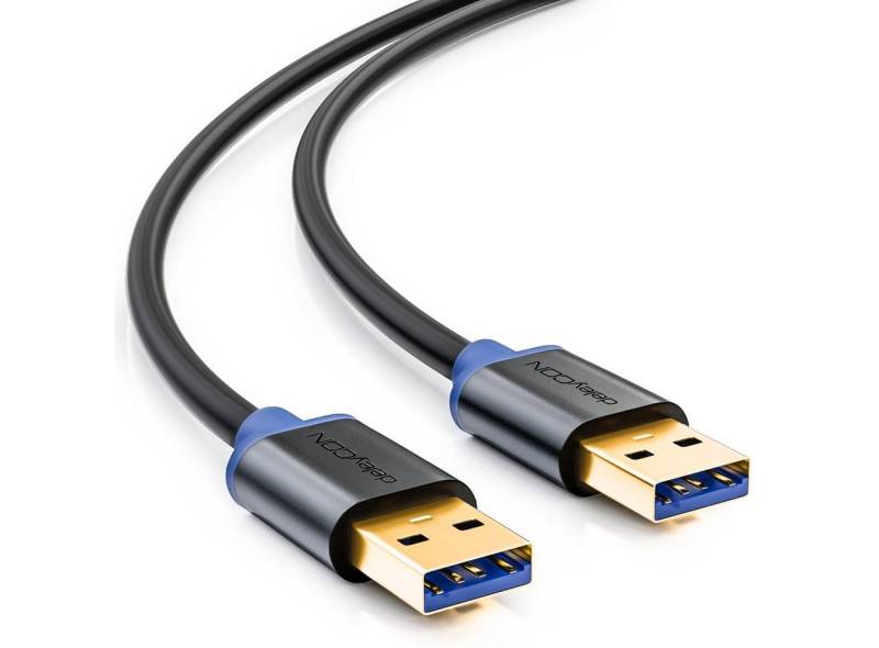 deleyCON deleyCON 3,0m USB 3.0 Datenkabel 5Gbit/s USB A-Stecker zu USB USB-Kabel von deleyCON