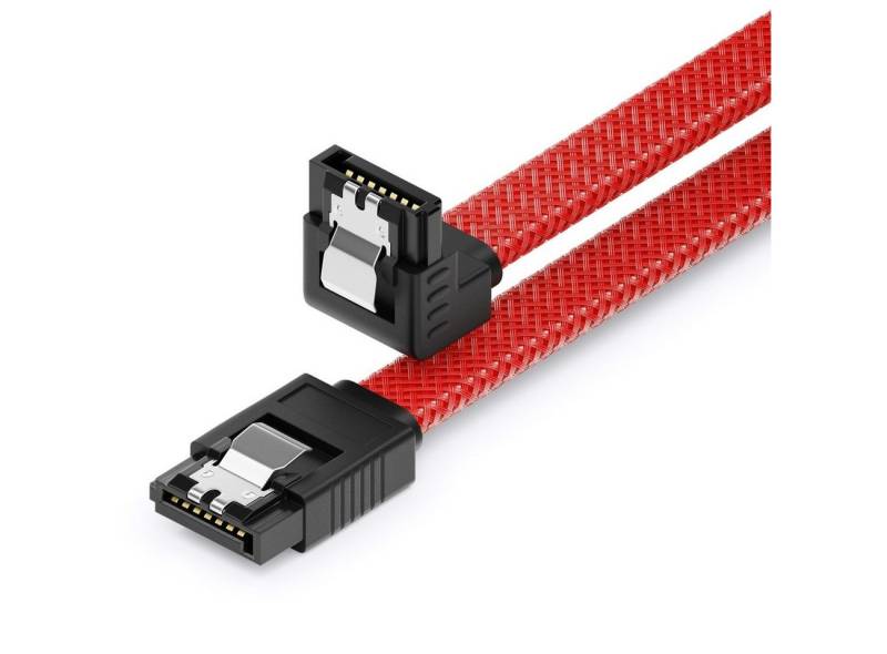 deleyCON deleyCON 30cm SATA 3 Kabel Nylon 6Gbit/s HDD SSD 1 L-Stecker 90° Computer-Kabel von deleyCON