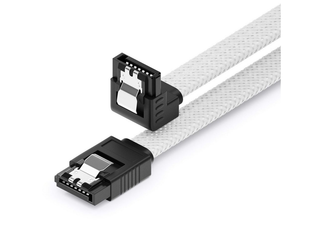 deleyCON deleyCON 30cm SATA 3 Kabel Nylon 6Gbit/s HDD SSD 1 L-Stecker 90° Computer-Kabel von deleyCON