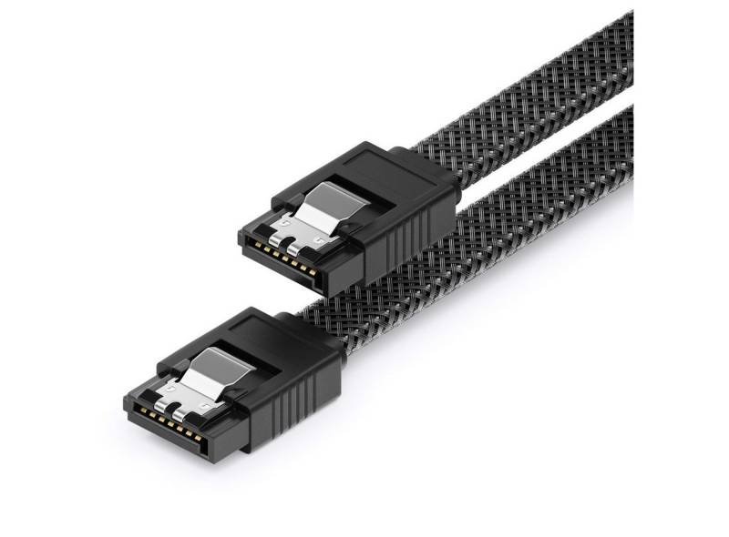 deleyCON deleyCON 30cm SATA 3 Kabel Nylon 6Gbit/s HDD SSD 2 S-ATA L-Stecker Computer-Kabel von deleyCON
