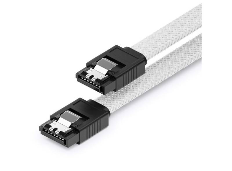 deleyCON deleyCON 30cm SATA 3 Kabel Nylon 6Gbit/s HDD SSD 2 S-ATA L-Stecker Computer-Kabel von deleyCON