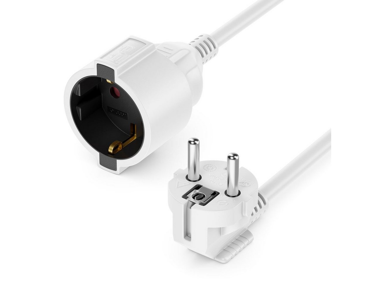 deleyCON deleyCON 3m Verlängerungskabel Schutzkontakt Stecker (CEE 7/4) 90° zu Stromkabel von deleyCON