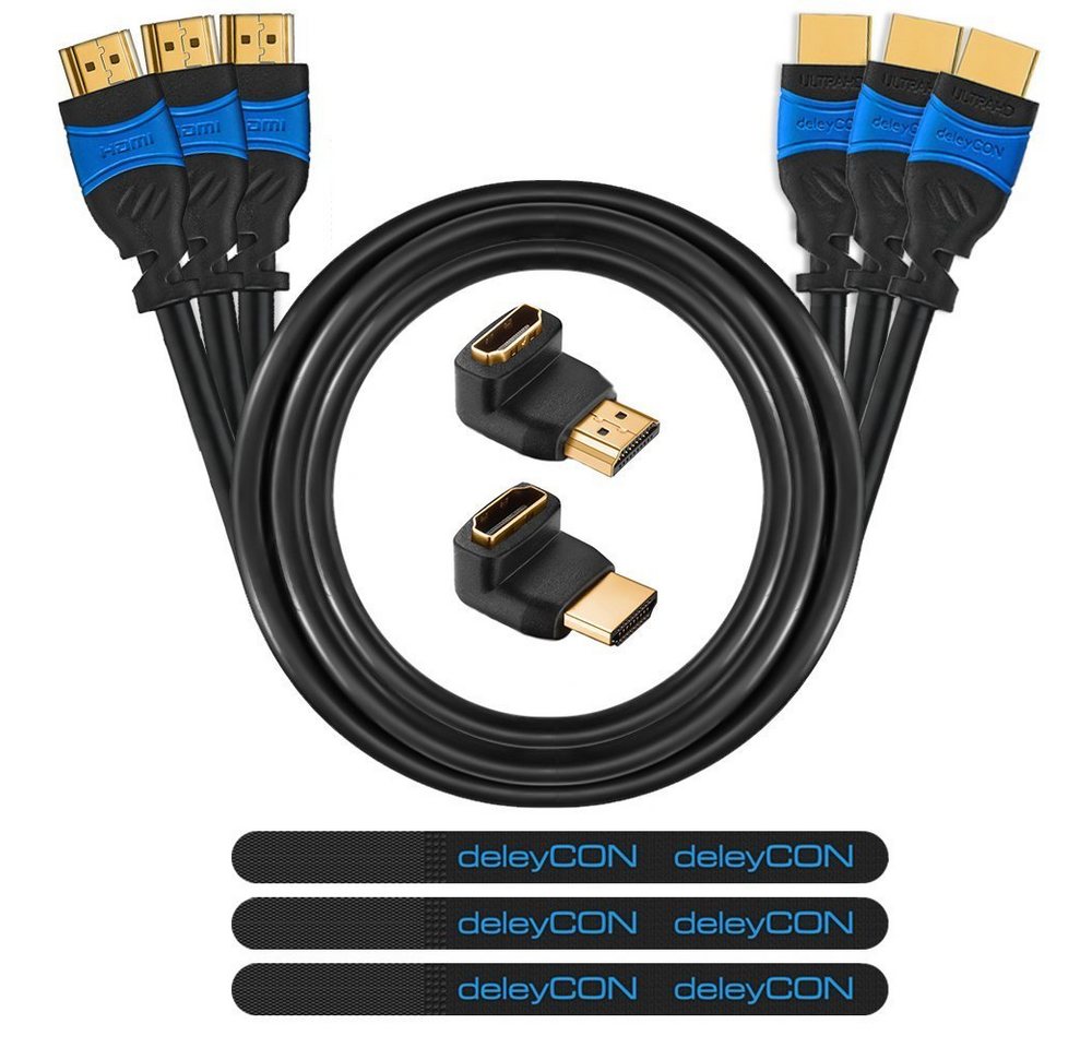 deleyCON deleyCON 3x 0,5m HDMI Kabel +Winkel Adapter (90+270) + HDMI-Kabel von deleyCON