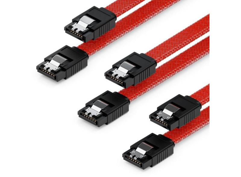 deleyCON deleyCON 3x 50cm SATA 3 Nylon Kabel HDD SSD 6Gbit/s 2 Stecker Gerade Computer-Kabel von deleyCON
