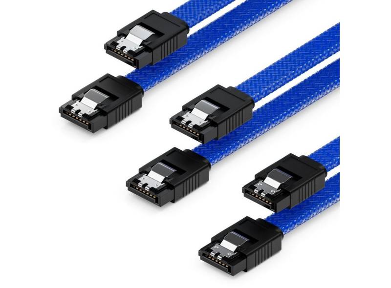 deleyCON deleyCON 3x 50cm SATA 3 Nylon Kabel HDD SSD 6Gbit/s 2 Stecker Gerade Computer-Kabel von deleyCON